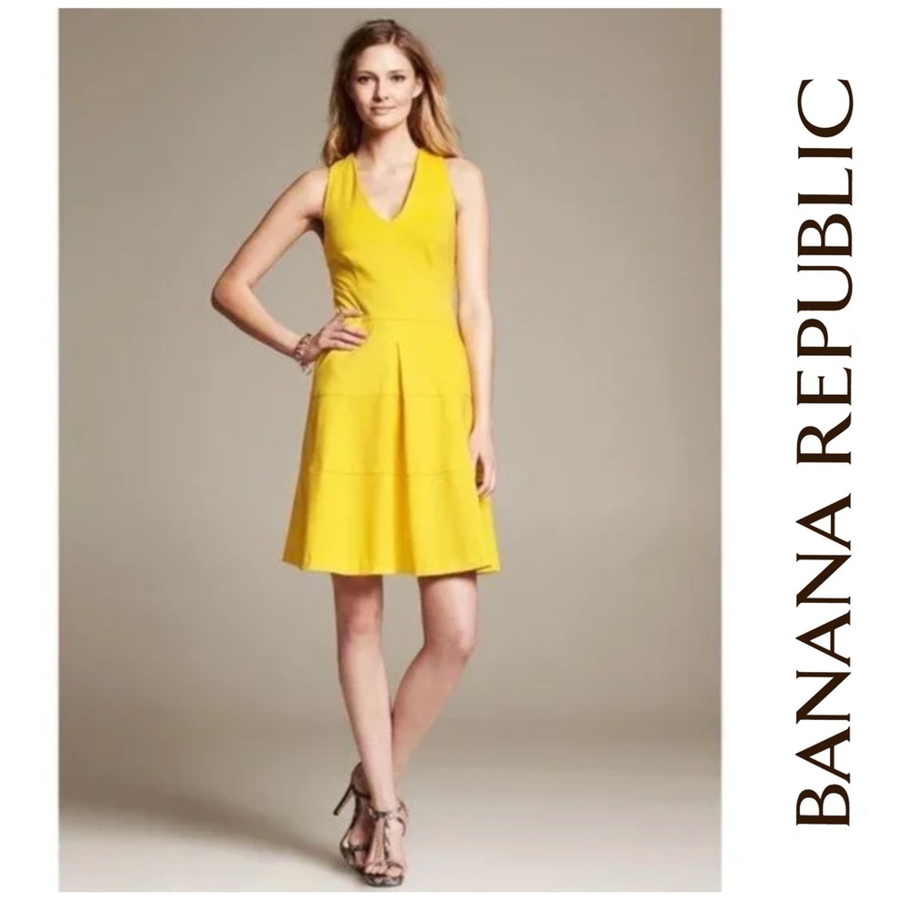 Banana Republic Ponte Cross-back Fit-and-Flare Dress in Tuscan Sun Sz 2 NWT
